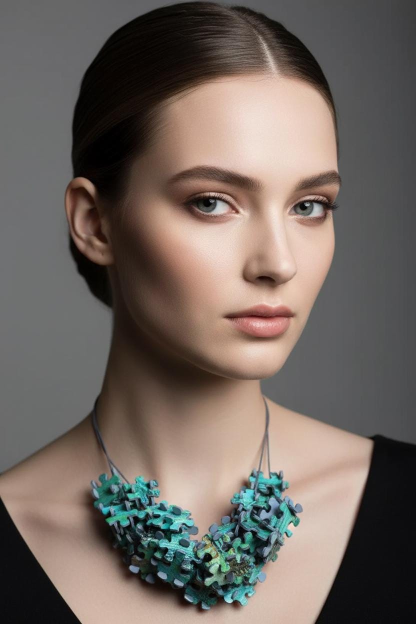 Collier « Puzzled » d'impressionnisme Monet - handmade PLA bioplastic necklace - Miette jewelry