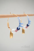 Handmade Gold Plated Creole Earrings with Crystals and Glass Beads - handmade PLA bioplastic earrings - Miette jewelry