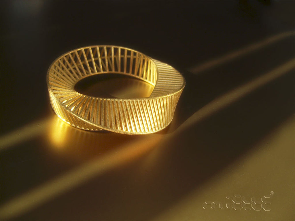 Bracelet Möbius en Bronze Doré - Impression 3D Artisanale - sustainable PLA bioplastic bracelet - Miette jewelry