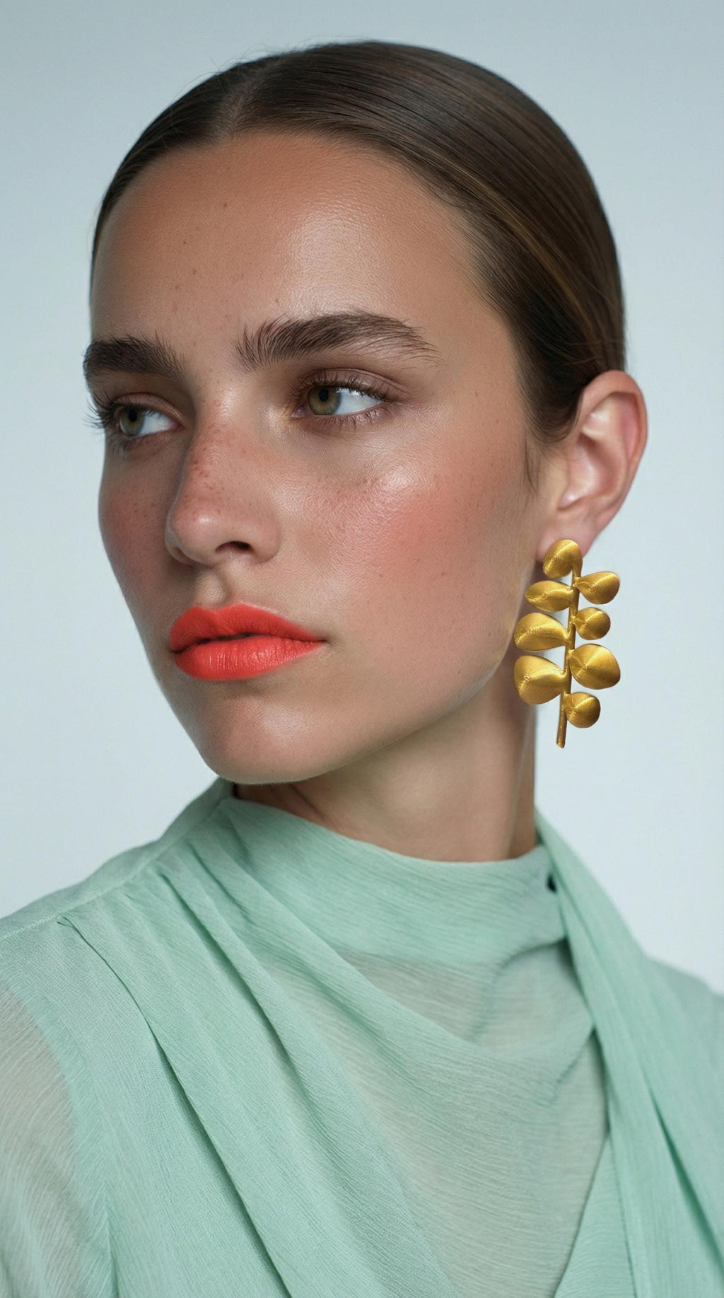 Boucles série Matisse "Eucalyptus" - handmade PLA bioplastic earrings - Miette jewelry