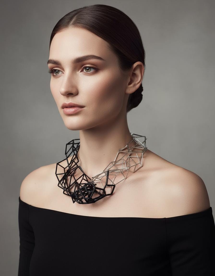 Collier structurale « Lichen » - handmade PLA bioplastic necklace - Miette jewelry