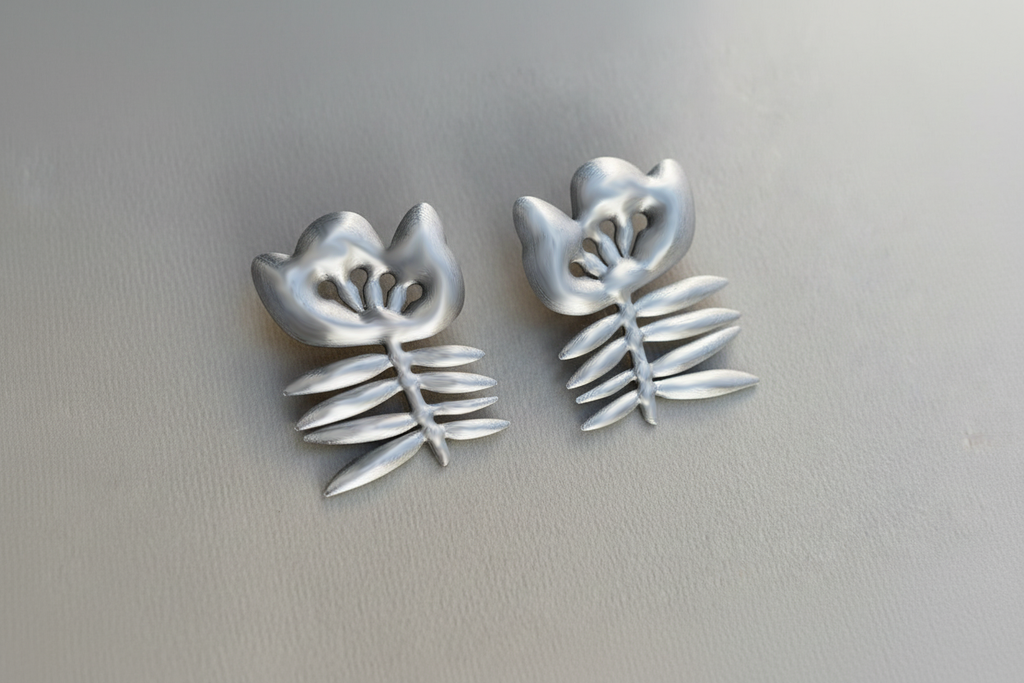 Les boucles Matisse Fleur argentées