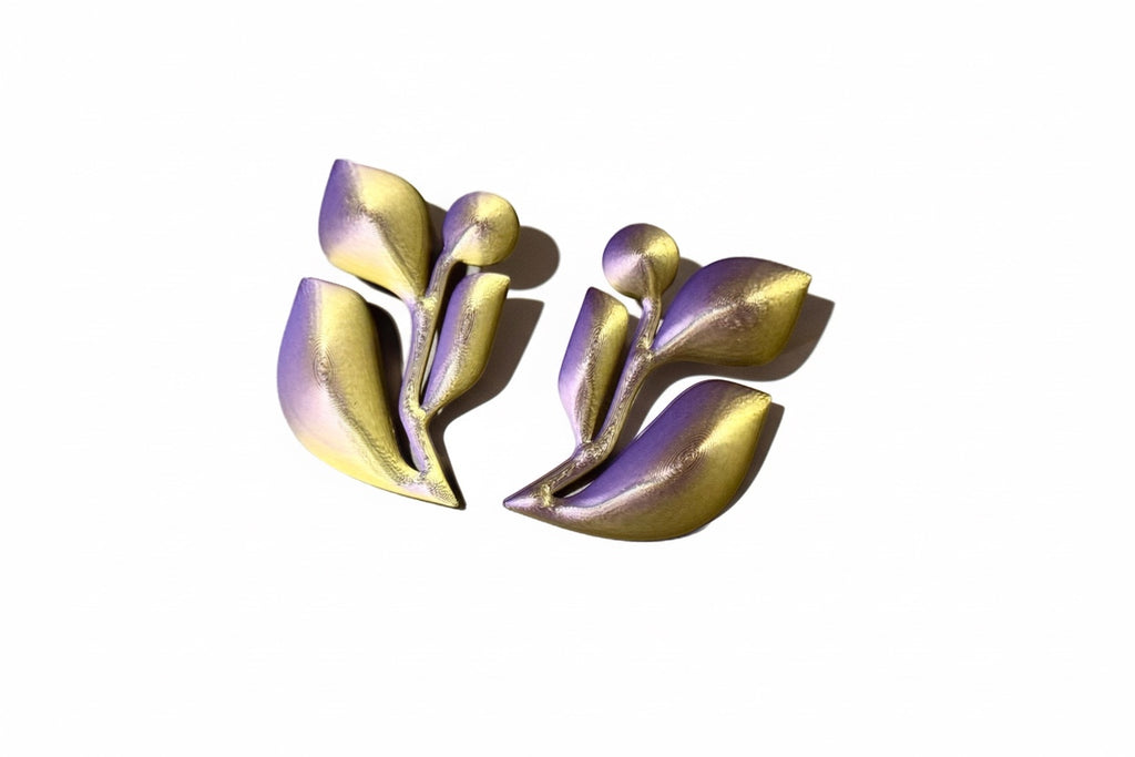 "Pivoine" Boucles série Matisse - handmade PLA bioplastic earrings - Miette jewelry