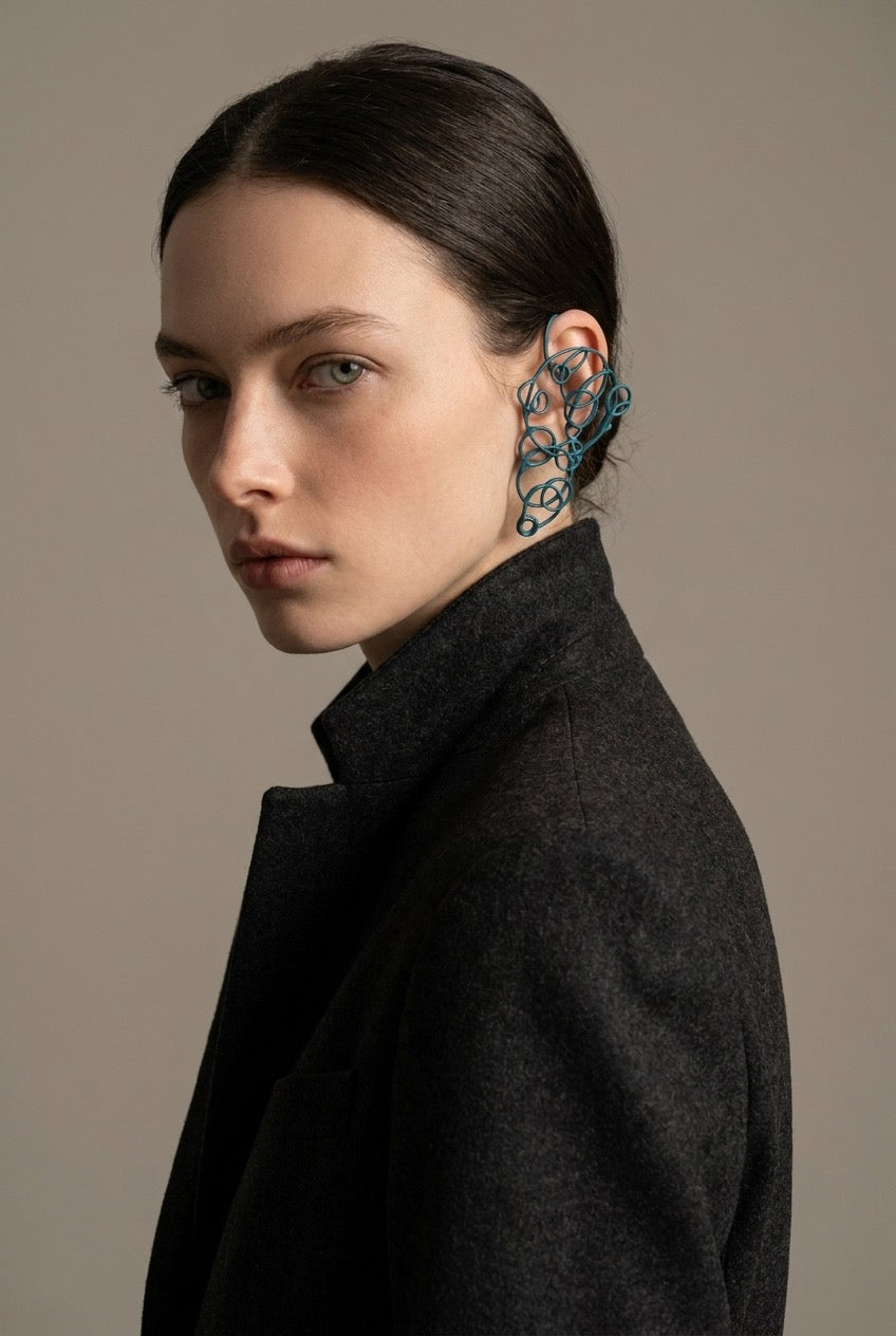 Linear "Bubbles" ear jewelry