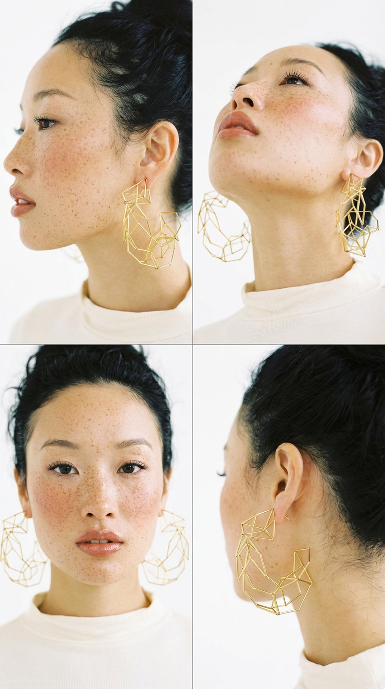 Pendientes fractales geométricos, joyería gruesa de acero inoxidable hecha a mano.