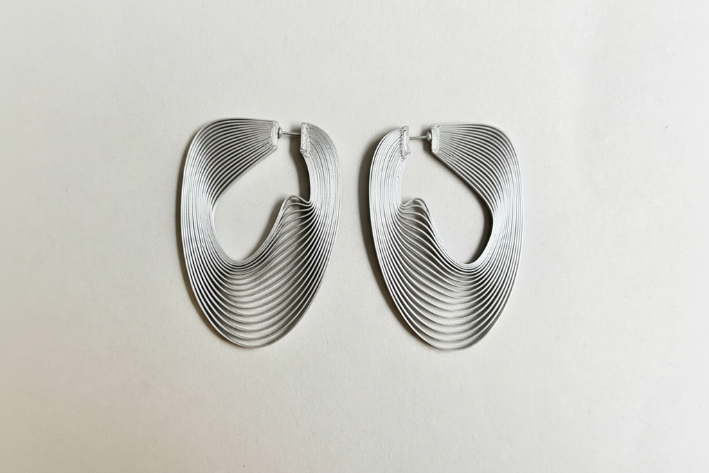 Silver art optique eco-friendly earrings