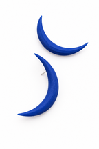 Large earrings Moon blue in bioplastics by Miette