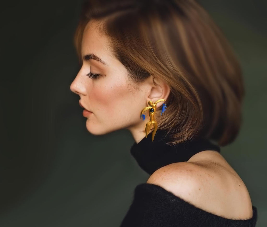 Miette Matisse golden earrings - sustainable bioplastic jewelry - Miette