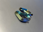 miette original graphic earrings iridescet blue and green very light